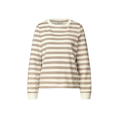 Abbildung von Street One Gestreifter Sweatshirt, Damen, Größe: 42, Beige