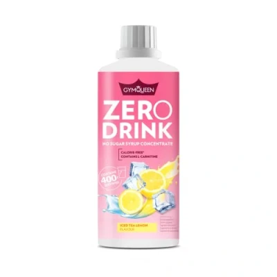 Abbildung von GymQueen Zero Drink Eistee Zitrone 1000ml, kalorienarmes und zuckerfreies Getränkekonzentrat 1:80, angereichert mit B Vitaminen für deinen Stoffwechsel L Carnitin, Getränke Sirup