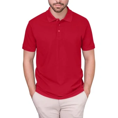 Abbildung von HRM Herren Luxury Polo, rot, Gr. S I Premium Polo Shirt aus 100% Baumwolle Basic Polohemd bis 60C farbecht waschbar Hochwertige &amp; nachhaltige Bekleidung