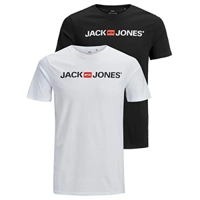 Abbildung von JACK &amp; JONES Herren JJECORP Logo Tee SS Crew Neck 2er PACK T Shirt, Dark Grey Melange/2 W.POR, XS