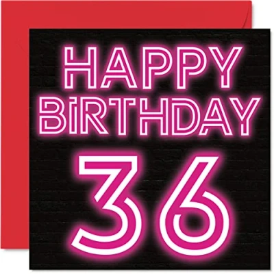 Abbildung von Lustige Geburtstagskarte zum 36. Geburtstag für Männer und Frauen Neon Glow Vater, Mutter, Sohn, Tochter, Bruder, Schwester, Onkel, Tante, Cousin, 145 mm x Grußkarten,