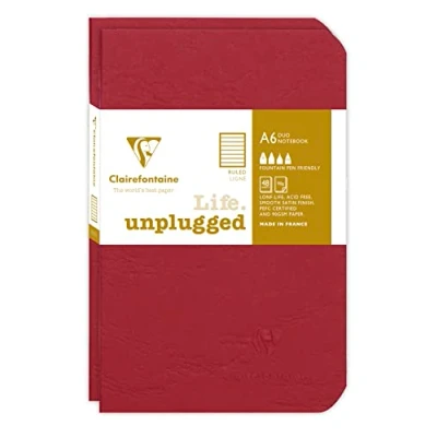 Abbildung von Clairefontaine 734172C Age Bag DUO Set aus 2 Notizheften 9x14cm , geheftet, 48 Blatt 90g, liniert Rot, 1