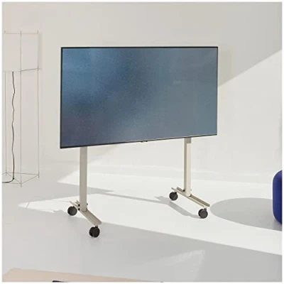 Abbildung von Pedestal Straight Rollin&#039; TV Ständer Rollbar für Bildschirm 40 bis 70 Zoll Mobiler Fernsehständer mit Rollen Fernseher Rollwagen Stilvoller Rollständer (Grau)