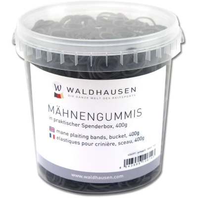 Abbildung von Waldhausen Einflechtgummis im Eimer Schwarz 400g