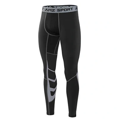 Abbildung von AMZSPORT Herren Kompressionshose Schnelltrocknende Laufhose Sporthose Trainingshose Schwarz S