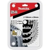 Abbildung von Makita B 33897 Specialized für Akku Sägen Kreissägeblatt Set 3 teilig 136 x 20 mm, 2x 16 Zähne (Schnittbreite 1,5 mm), 1x 24 saubere Längs und Querschnitte