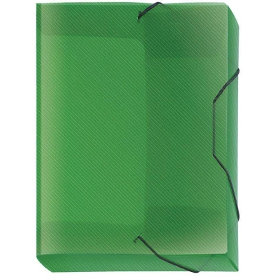 Abbildung von VELOFLEX 4443240 Sammelbox Crystal, DIN A4, transparente PP Folie, mit Gummizug, Dokumenten Box, Heft grün