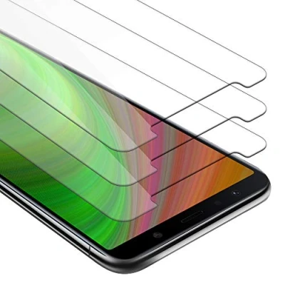 Abbildung von Cadorabo 3x Panzer Schutz Glas für Samsung Galaxy A7 2018 3 Stück Schutzfolie in Ultra Klar Hüllen freundlich Gehärtetes (Tempered) Dipslayschutz Folie 9H Härte Anti Kratzer