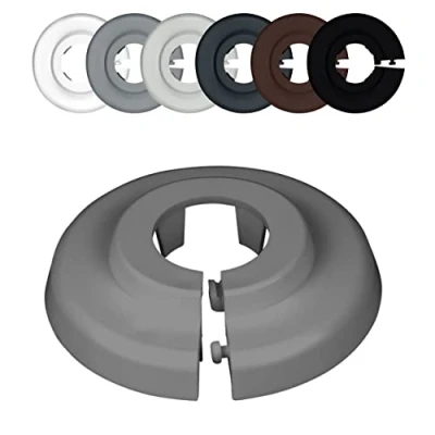 Abbildung von FUX 6 Stück Einzel Heizungsrohr Rosette, verschiedene Größen, Rohrabdeckung, Abdeckrosetten, Heizung, Verkleidung, Heizkörper Rosetten, Polypropylen in Sonderfarben (15mm, Staubgrau RAL 7037)