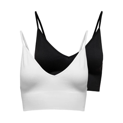 Abbildung von ONLY Bustier ONLVICKY RIB S LESS V NECK 2 PACK TOP (Packung, 2er Pack)