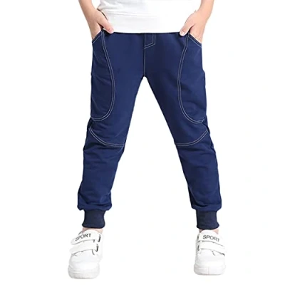 Abbildung von YOUNGSOUL Jungen Jogginghose Kinder Hosen Baumwolle Freizeithose Sweathosen Sporthose Lang Marine Herstellergröße 130/ DE Größe: 128