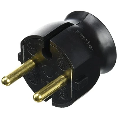 Abbildung von Legrand leg50184 Extra flacher Stecker ohne Erde Seitlicher Ausgang 16 A schwarz