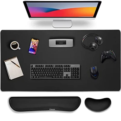 Abbildung von Gimars 3 in 1 XXL Gaming Mauspad mit Gelkissen, Handballenauflage Tastatur, 800 x 305 mm Mousepad Tischunterlage, Ergonomisches Mauspads, Zubehör Wrist Rest für PC, MacBook, Laptop, Schwarz