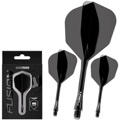 Abbildung von WINMAU Darts Fusion Integrated Flight &amp; Shaft System No.6 Shape Design Schwarze Farbe, Kurze Länge
