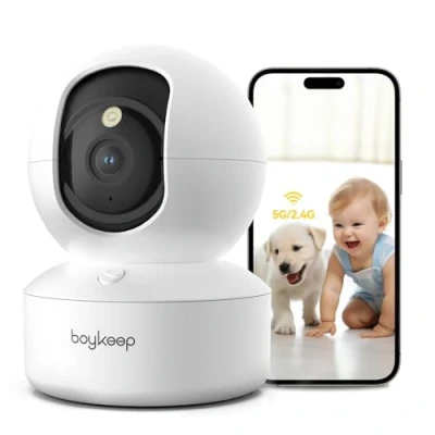 Abbildung von BoyKeep 2.4G/5GHz Überwachungskamera Innen 2K, 360 WLAN Überwachungskamera, Indoor Hundekamera mit APP, Babyphone Kamera Bewegungserkennung, Nachtsicht, 12s Kostenloser Cloud Speicher