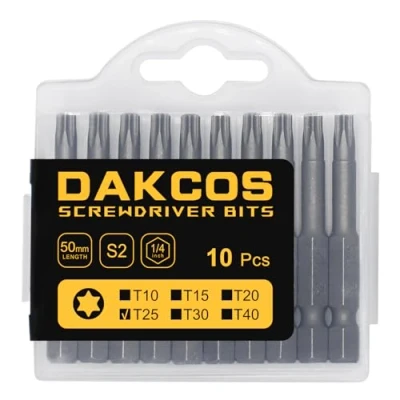 Abbildung von DAKCOS T25 Bit lang, Torx T25, Sortiment aus S2 (Länge: 50 mm, 10 Stück)