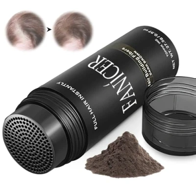 Abbildung von Streuhaar zur Haarverdichtung,Hair Fibers Haarverdichtung,Haarpuder Für Dünnes Haar,lassen Sie das Haar in Sekunden dicker,Mittelbraun