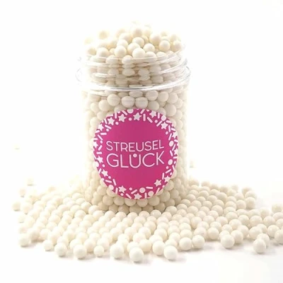 Abbildung von STREUSEL Pure Love weiss 90g Zuckerperlen GLÜCK Zuckerstreusel Kindergeburtstag Weihnachten Tortendeko Cupcakes Muffins Christmas Kuchenstreusel Plätzchen Torte