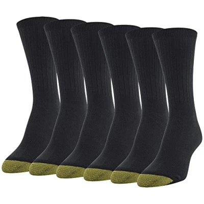 Abbildung von Gold Toe Damen Casual gerippte Crew Socken 6 Paar, schwarz, Medium