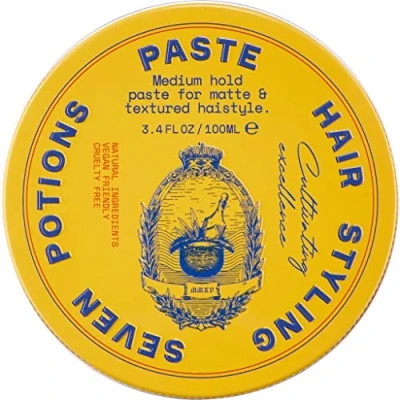 Abbildung von Seven Potions Haarstylingpaste für Männer 100ml Mittlerer flexibler Halt Knete Mattes und strukturiertes Finish Einfache Anwendung Natürlich, vegan, tierversuchsfrei