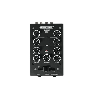 Abbildung von OMNITRONIC GNOME 202 Mini Mixer schwarz 2 Kanal DJ im Miniaturformat Extrem leichter und kompakter Metallgehäuse