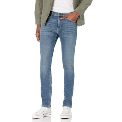 Abbildung von Amazon Essentials Herren Stretchjeans, Skinny Passform, Mittelblau Vintage, 32W / 28L