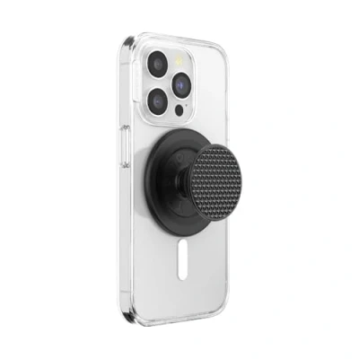 Abbildung von PopSockets: PopGrip Round für MagSafe Inklusive Adapterring Ausziehbarer Sockel und Griff mit einem Austauschbarem Top Smartphones Hüllen Alum Triangle Knurled Black