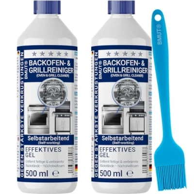 Abbildung von 1000ml Backofenreiniger extra stark mit Pinsel Gel Paste Grillreiniger gegen Eingebranntes &amp; Verkrustungen selbstarbeitend (2x500ml)