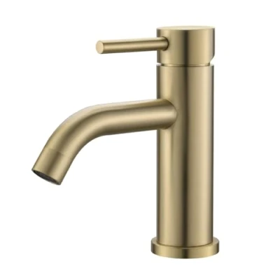 Abbildung von Ibergrif Wasserhahn Bad Mischbatterie, Waschtischarmatur Infache Montage, Armatur für Waschbecken, Badezimmer, Einhebel Waschtischbatterie Gebürsteter, Edelstahl, Chrom, Gold