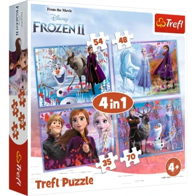 Abbildung von Trefl TR34323 Eine Reise ins Unbekannte, Disney Frozen 2 von 35 bis 70 Teilen, 4 Sets, für Kinder ab Jahren Puzzlebox, Mehrfarbig