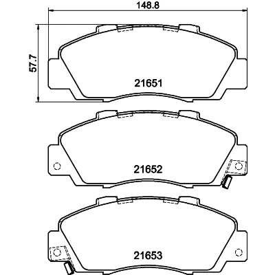 Abbildung von HELLA 8DB 355 016 441 Bremsbelagsatz mit akustischer Verschleißwarnung Zubehör HONDA: Accord 7 Limousine, CIVIC 6 Hatchback, Limousine