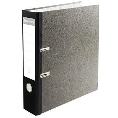 Abbildung von Exacompta 53681E Recycling Ordner Wolkenmarmor. 8 cm breit DIN A4 MAXI schwarzer Rücken Ringordner Aktenordner Briefordner Büroordner Pappordner Blauer Engel