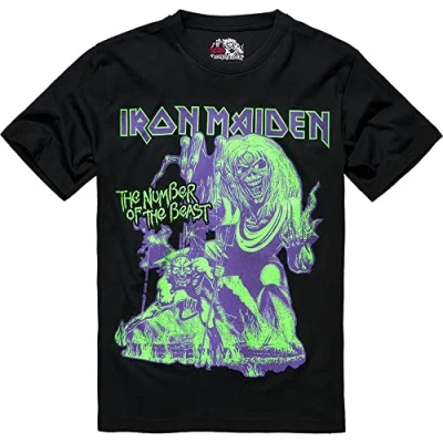 Abbildung von Brandit IRON Maiden NOTB GLOW IN THE DARK Pigment Tshirt print, Herren, Größe: 6XL, Black