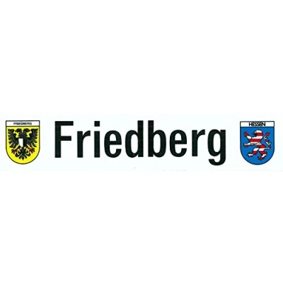Abbildung von carstyling XXL Aufkleber Friedberg Schriftzug mit Wappen und Hessen 50 x 225 mm