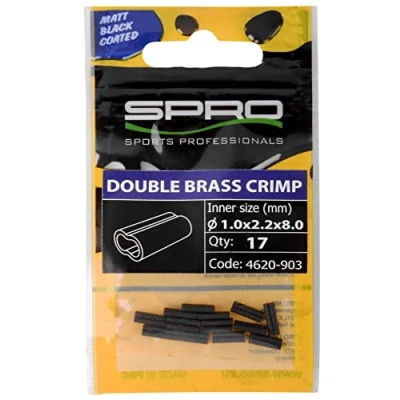 Abbildung von Spro Matt Black Double Brass Crimp 17 Klemmhülsen für Monovorfach, Quetschhülse Monofilvorfach, Crimphülse Spinnvorfach, Durchmesser:1.2mm x 2.6mm / 8mm lang
