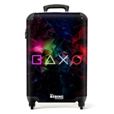 Abbildung von NoBoringSuitcases.com© Kinderkoffer Spiele Neon 55x35x20cm, 4 Rollen, Kinder Koffer Klein, Trolley Handgepäck