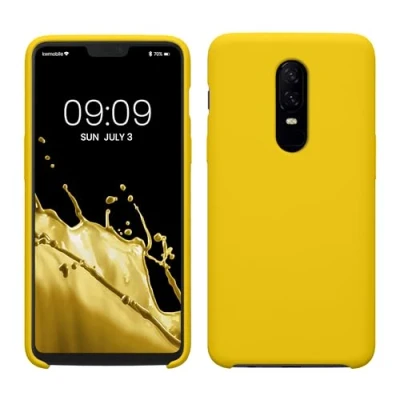 Abbildung von kwmobile Hülle kompatibel mit OnePlus 6 Silikon Handy Case Handyhülle weiche Oberfläche kabelloses Laden Strahlend Gelb