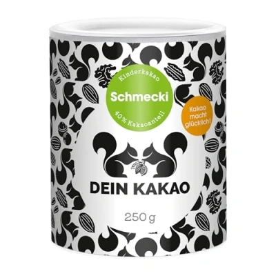 Abbildung von DEIN Kakao Schmecki Schokoladenpulver mit aus biologischem Anbau 40% Kakaogehalt und Dattelzucker Vegane glutenfreie Trinkschokolade Kalzium &amp; Birkenzucker 250g Kakaopulver
