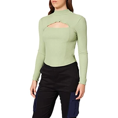 Abbildung von NA KD Damen Cut Out Chest Detail Top Hemd, grün, S