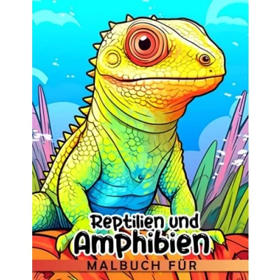 Abbildung von Malbuch für Reptilien und Amphibien: Lebhafte FroschSchlangeEidechsenKrokodilund weitere Ausmalbilder kleine Jungen Mädchen zum Ausmalen Entspannen