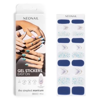 Abbildung von NEONAIL Gel UV Stickers Easy On M10 Blau Glitter Nagelsticker Nagellackstreifen Nagelaufkleber für Füße und Hände Fingernägel zum aufkleben Nageldesign 1 Blatt 20 Stk