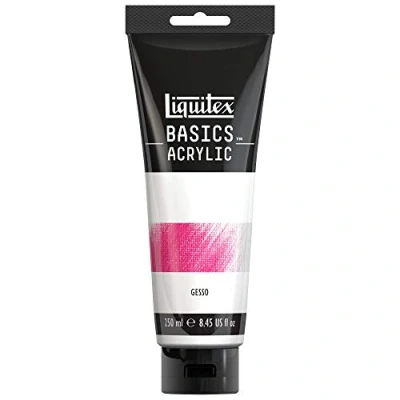 Abbildung von Liquitex 8870305 Basics Acrylfarbe Gesso, perfekte Grundierung in mattweiß, gebrauchsfertig, matt, opak deckend, für Leinwand, Papier, Stein, Holz, Gips 250ml Tube