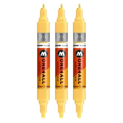 Abbildung von Molotow One4All Acrylic Twin Marker (Strichstärke 1.5 mm und 4 mm, hochdeckend permanent) 3 Stück Farbe 115 vanilla pastell