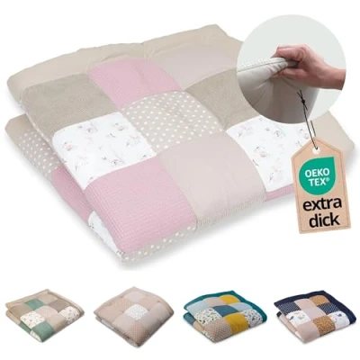 Abbildung von ULLENBOOM Krabbeldecke für Baby 140x140 cm, 100% OEKO TEX Materialien, Made in EU, Dick &amp; weich gepolstert, Märchenwald ideal als Babydecke, Krabbelmatte Spieldecke