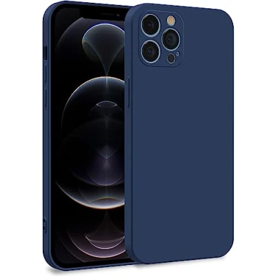 Abbildung von MyGadget Silikon Hülle kompatibel mit Apple iPhone 12 Pro Zweilagige Handyhülle Kameraschutz Cover Innenfutter &amp; außen Dunkelblau