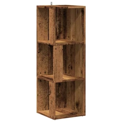 Abbildung von vidaXL Eckregal Altholz Optik 33x33x100 cm Holzwerkstoff, Eckschrank, Regal, Standregal, Bücherregal, Lagerregal, Bücherschrank, Wohnzimmerregal