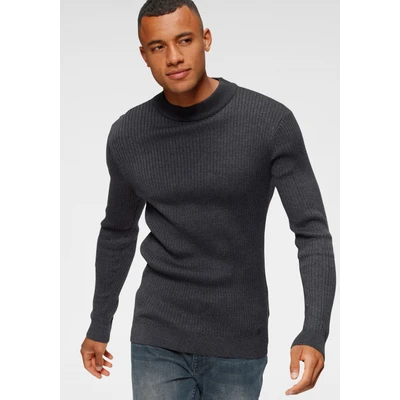 Abbildung von Bruno Banani Stehkragenpullover, in Rippstrickoptik