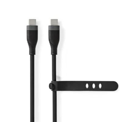 Abbildung von Nedis USB Kabel 2.0 Typ C ™ Stecker 480 Mbps 60 W Vernickelt 1.00 m rund PVC Schwarz Plastikbeutel