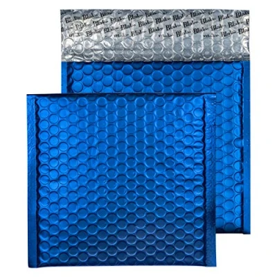 Abbildung von Blake Purely Packaging MTVB165 Quadratische Metallische Luftpolsterversandtasche Haftklebung Matt Sieges Blau 165 x mm 100 Stück