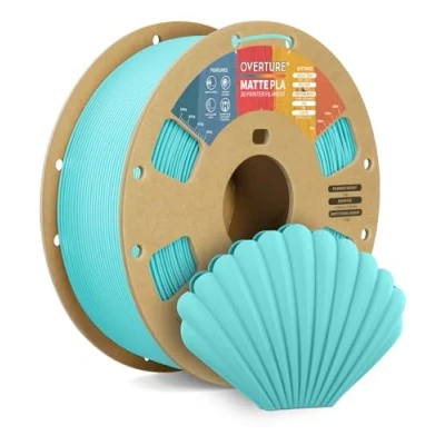 Abbildung von OVERTURE Matte PLA Filament 1.75mm, Rolle 1kg Spule (2.2lbs), Maßgenauigkeit +/ 0.02mm, für 3D Drucker (Türkis)